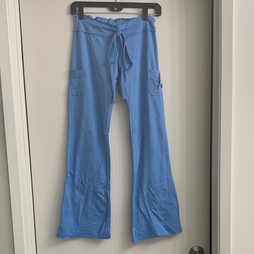 New. Vicious Methods. Light Blue Drawstring Pocket Flared Pants